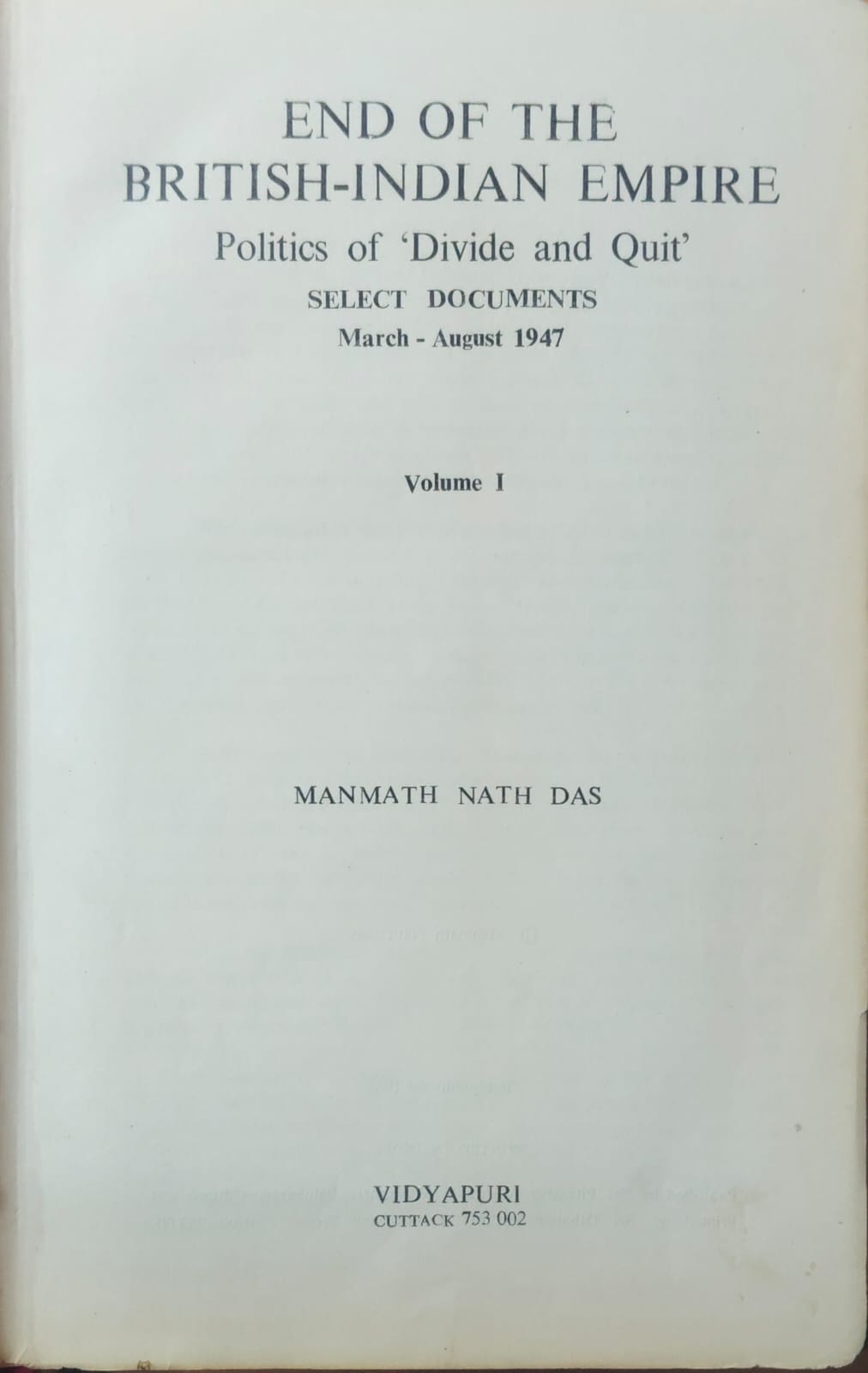 End of the British-Indian Empire V-1