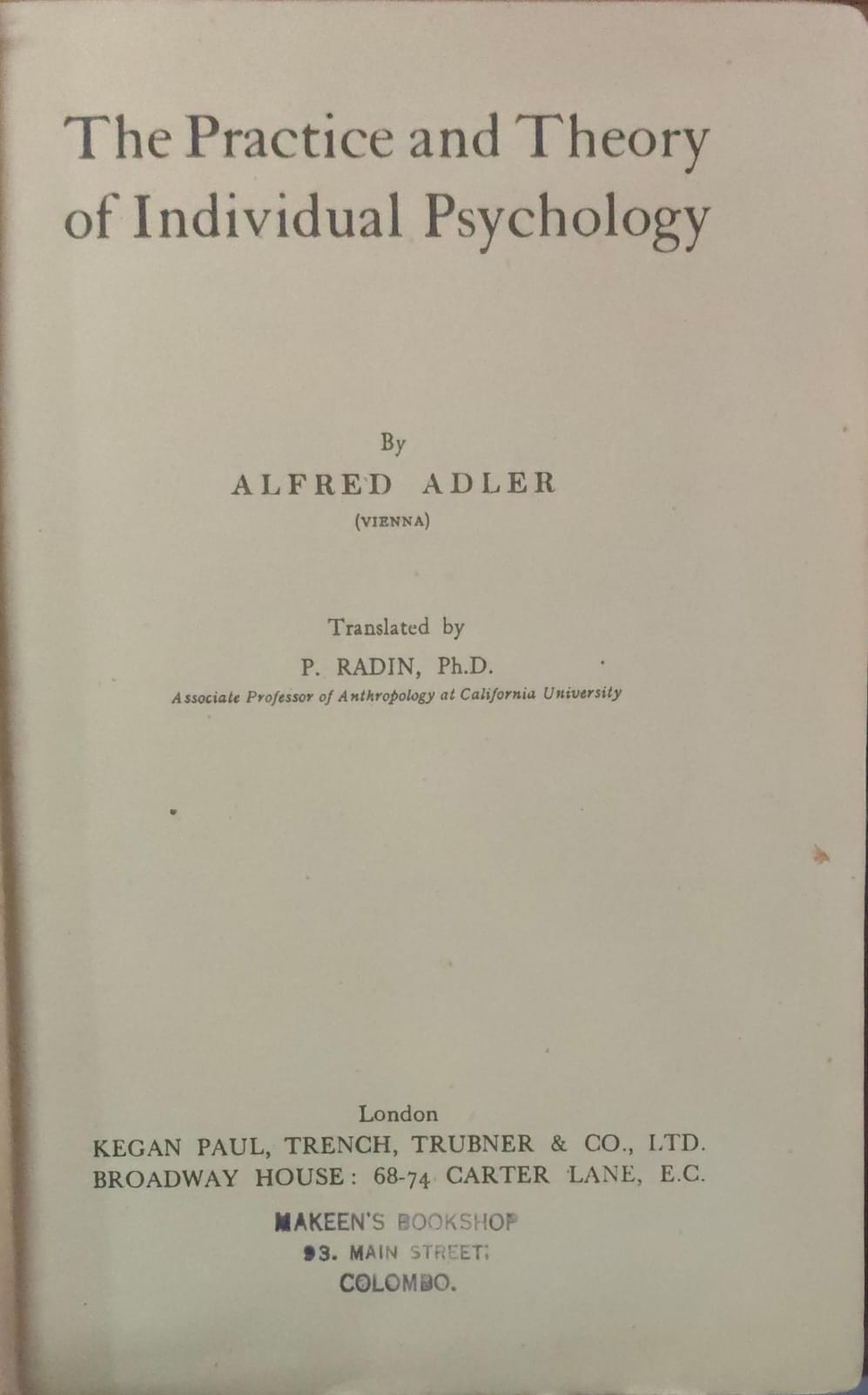The Practice of Theory of Individual Psychology
