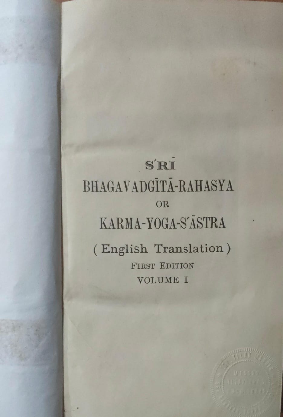 Sri Bhagavadgita-Rahasya or Karma-Yoga-Sastra V-I