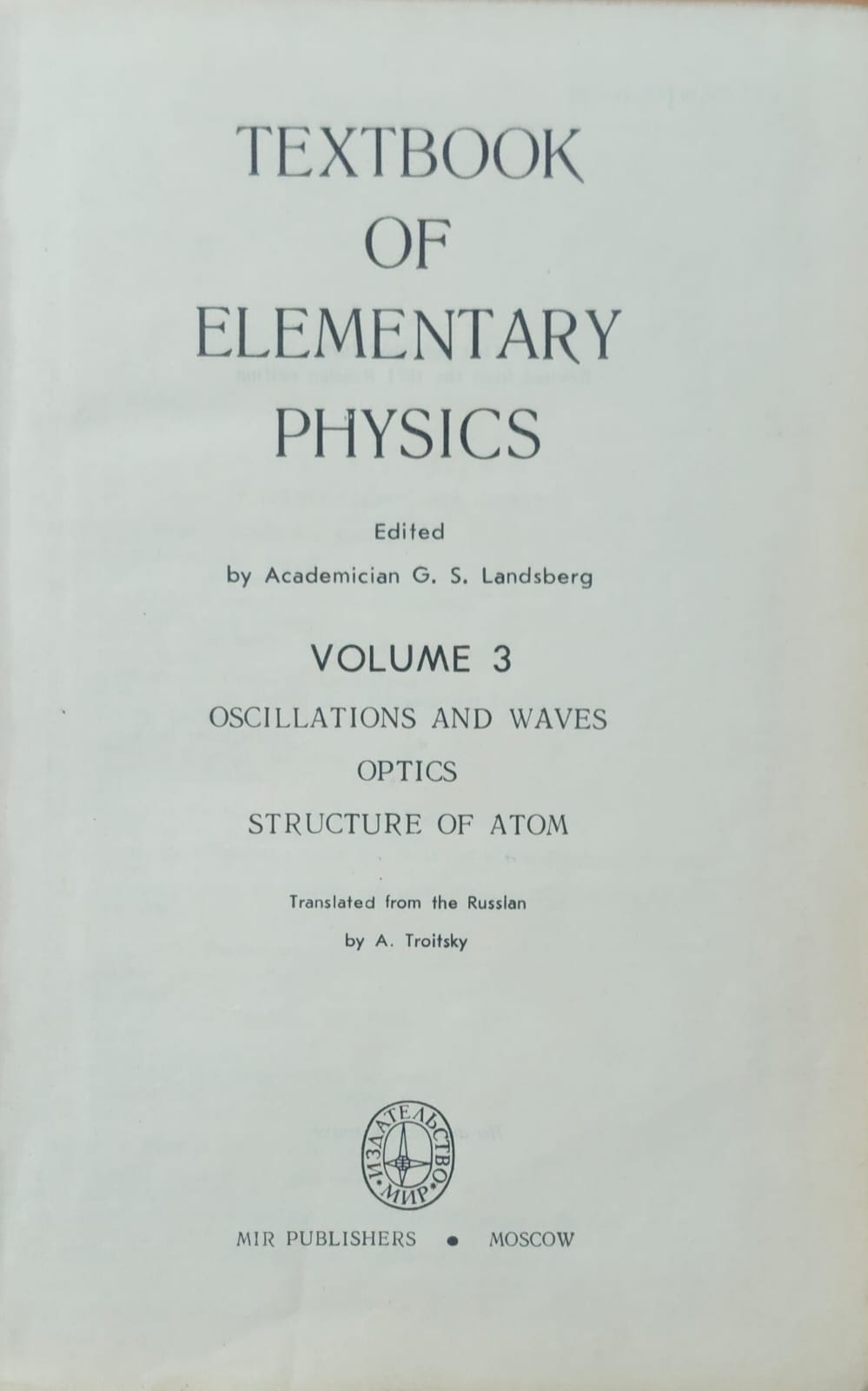 Textbook of Elementary Physics V-3